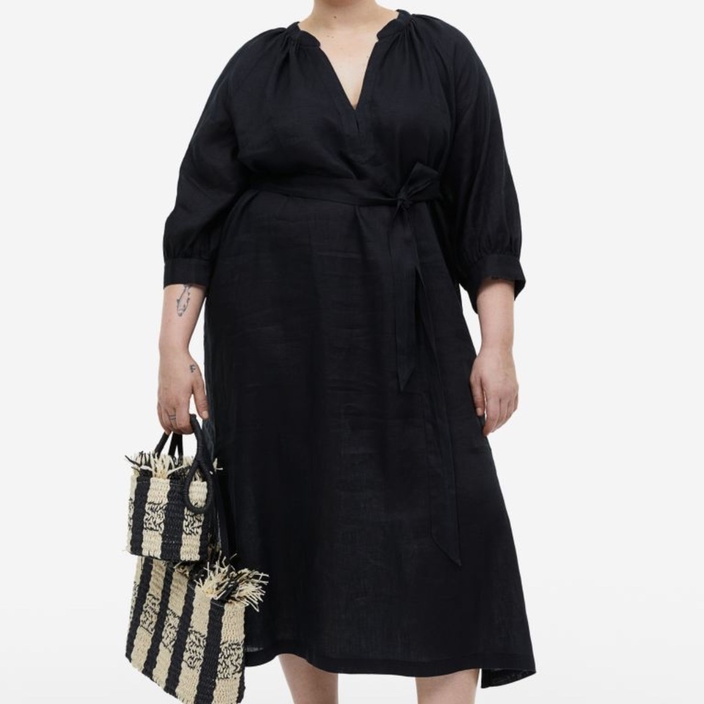 H&M PREMIUM SELECTION Linen Midi Dress NWT